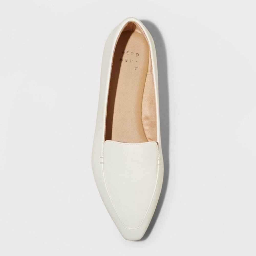 A New Day Women’s Hayes Loafer Flats Size 8 Cream Faux Leather Slip-On Shoes - Picture 4 of 4